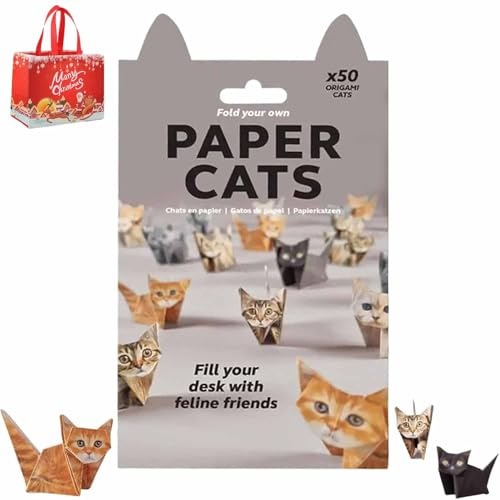 DIY Paper Cats Origami Kit, DIY Paper Cats - 50 Origami, Fun Craft Activity for Adults, for Crafts Art Kits Models, Stickers Pattern Cute Printing (01#)
