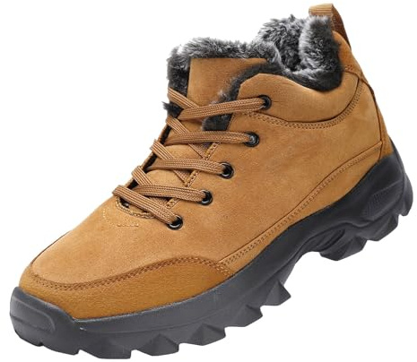Bottes de neige d'hiver pour homme avec doublure en fourrure - Chaudes - Confortables, légères, antidérapantes et durables - Chaussures de marche pour temps froid, marron, 39 1/3 EU