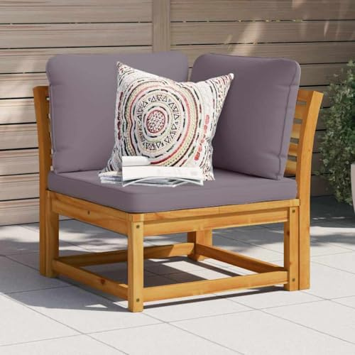 Runheo Garten-Ecksofa mit Kissen, 73x73x65 cm, Massivholz Akazie geölt, Dunkelgrau, Robustes Outdoor-Möbel für Terrasse & Balkon, bequemes Loungesofa