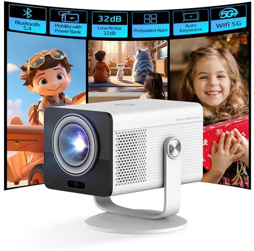 HP MC400 Mini Portable Smart Projector with WiFi and Bluetooth, Short Throw 4K Support & 1080P, Wireless Screen Mirroring, Built-in App & Speaker, USB-C Powered for Home Theater and Outdoor Movies