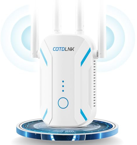 2026 COTDLNK WLAN Verstärker für Heim WLAN Repeater WiFi Booster mit Eingebaute PA bis zu 280㎡ WiFi Internet Repeater | 1200 Mbit/s | Dualband 2.4G&5G | Einfache Einrichtung | EU-Stecker