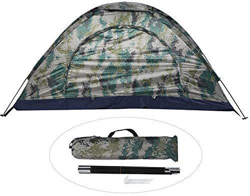 Tenda da esterno a una persona antivento, tenda da campeggio leggera per pesca e arrampicata, in tessuto Oxford impermeabile mimetico con ottima ventilazione per avventurieri solit