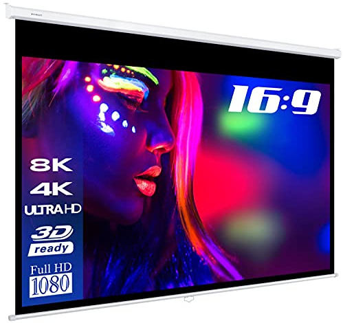 ESMART Professional MIROLO Rollo-Leinwand [Größenauswahl] 203 x 114 cm (92) 16:9 | Heimkino Beamer Projektionsleinwand Rollo Leinwand LCD LED…