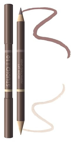 Studio10 Brow Lift Perfecting Liner Dual Ended Ash Brown Brow Pencil and Universal Highlighter for Natural Definition Lift and Shape Trusted by Professional Makeup Artists for Sensitive Skin