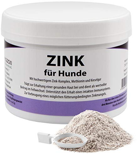 MIGOCKI Zink Hund – 250 g – Zusatzfuttermittel für Hunde – Zur Erhaltung Einer gesunden Haut – Unterstützt EIN gesundes Krallenwachstum, den Stoffwechsel – Pulver –