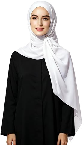 Lina & Lily Sciarpa hijab da donna musulmano, tessuto Bubble Chiffon opaco e leggero (Bianco)