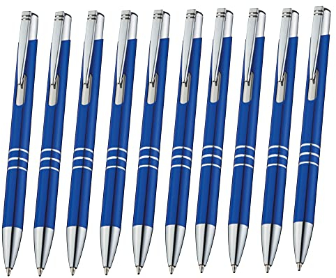 Libetui 10 Stück hochwertige Metallkugelschreiber Kugelschreiber Set Kulli Blau auswechselbare Großraummine Blau Kulischreiber Metall Kulis blauschreibend