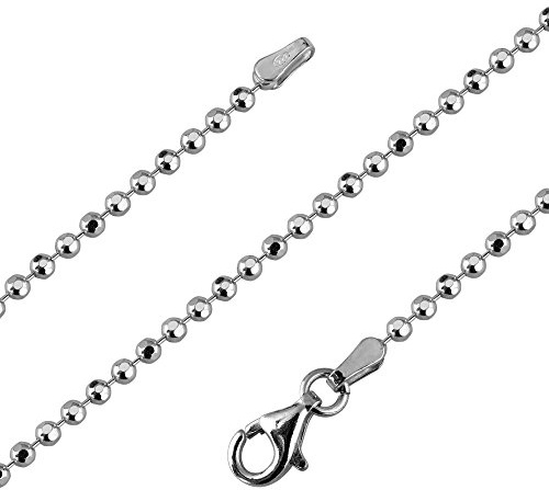 Avesano Kugelkette 925 Silber Kette Damen 2 mm Halskette 101061-0 | Silberkette diamantiert polierte Kugelperlen in den Längen 42 45 50 60 70 80 90 cm verfügbar