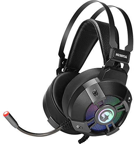 Scorpion - Casques de Jeu - Modèle Ma-HG9015G - Son virtuel 7.1 - Microphone Flexible - Son Puissant et Sons aiguës - Rétro-éclairage Rainbound - Design de Haute qualité - Noir
