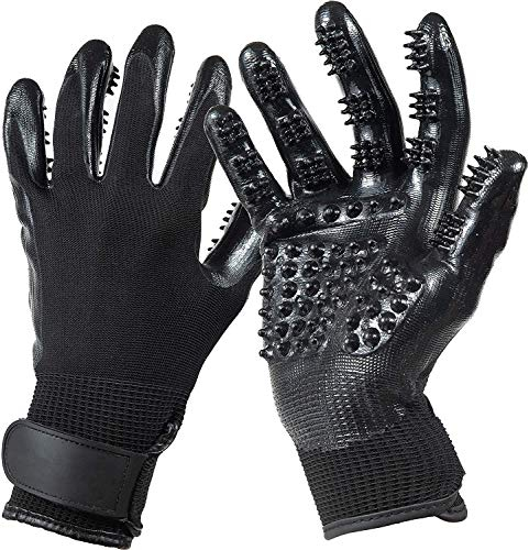 EazinGo Pet Grooming Handschuh Sanfter Enthaarungspinsel Handschuh Effizienter Tierhaarentferner Mitt - Verbessertes Fünf-Finger-Design - Perfekt für Hund und Katze mit langem und kurzem Fell, 1 Paar