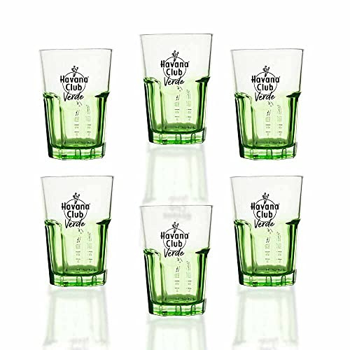 6 Stück Originale Havana Club Verde Longdrink Gläser - 0,34l - Transparent/Grün