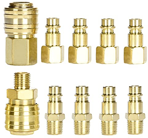 oumuik Air Line Couplings, 10 pcs 1/4 Euro/BSP Airline Fittings- Connectors for Compressor Hose Fittings