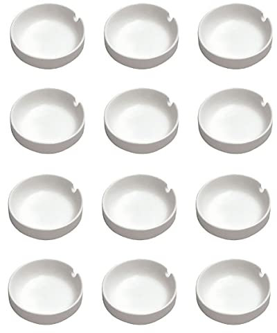 SCHÖNHUBER FRANCHI Set 12 Posacenere Bianchi | Ceramica di Qualità | Design Moderno | Ø 9 cm | Ideali per Bar e Ristoranti Hotel Catering Eventi Feste