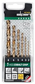 ALPEN Bohrer-Kassetten Set HSS COBALT GRIP TM 6 (6-tlg., Ø 2,00-8,00 mm, 5 % Kobaltanteil, hitzebeständig, Festigkeit über 800 N/mm², Spiralbohrer, Bohrsortiment) 0065600006100