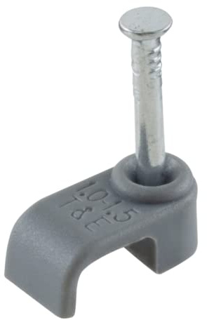 GTSE Flat Grey 1.5 mm Cable Clips, Box of 100, Skirting Wire Nail Clips, Cable Tacks for Ethernet, Electrical Cables, Walls