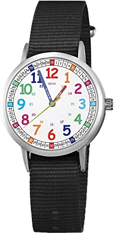 ITOOZYNN Kids Watch for Children Girls and Boys,Easy Read Time First Watch for Children's Toddler Learning Time,for Ages3~11 Boys Girls Little Child as Gift (Black)