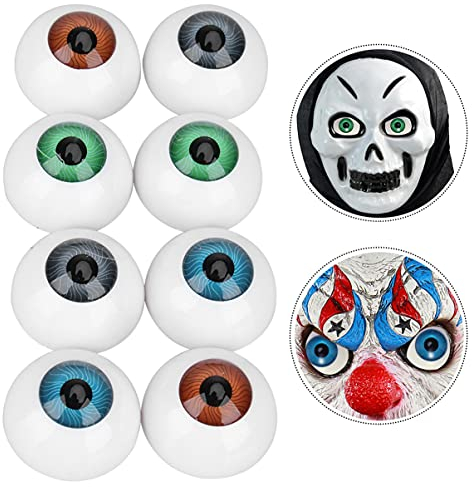 CLISPEED Halloween Augen, 26mm Hohle Augäpfel Halloween Horror Requisiten Plastik Augäpfel Halbe Runde Puppen Augen Realistische Menschliche Augen für Kostümversorgung Party Bevorzugt DIY (4 Paare)