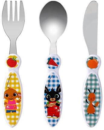 Bing - Set di posate per bambini, 3 pezzi, coltello, forchetta, cucchiaio