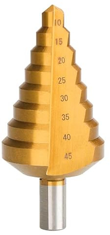 NUSHKI 10-45 Mm Stufenbohrer HSS Metallbohrer Dreieckschaft Metall Lochschneider Bohrwerkzeug Titanbeschichteter Stufenkegelbohrer