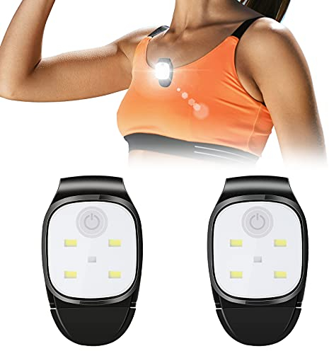 Weewooday LED Clip Lampe Stirnlampe LED Wiederaufladbar durch USB Reflektierende Kopflampe Nacht Clip Lauflicht mit 4 Lichtmodi für Laufen Joggen Camping Wandern Klettern (2 Packungen)