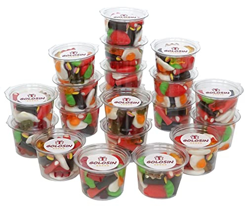 Assortiment de bonbons : Kit Golosin avec 1 kg bonbons et 20 Pots de 100 ml.