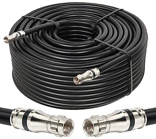 MOOKEERF RG11 Coaxial Cable 200ft, Low Loss 14AWG RG11 Coax Cable 75ohm with F Type Connector High Definition for CATV,Satellite Dish,VHF/UHF,Radio,TV Antennas