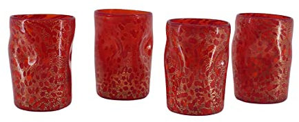 Wave Murano Glass - Tumbler in Vetro di Murano con Foglia d'Oro o d'Argento, Realizzati a Mano - Lusso Italiano per la Tua Tavola Descrizione del prodotto (blu e argento)