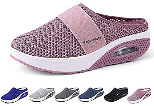 APLUSZ Cuscino d'aria Donne Slip-on Pantofole A Piedi Ortopedici Camminare Scarpe Maglia Ortopedici Diabetici Pantofole A Piedi, rosa, 37 EU