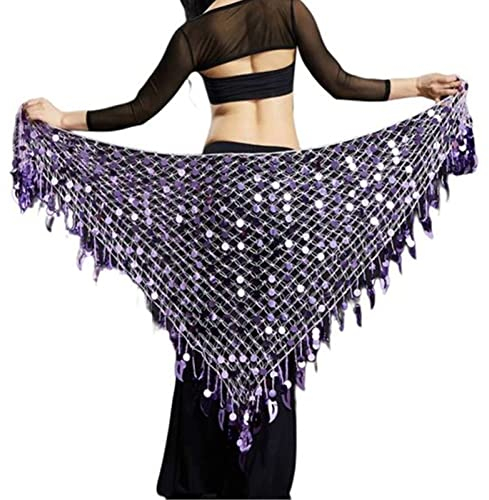 QUNINE Bauchtanzgürtel für Damen, Hüfttuch, Damen, Bauchtanz, Kostüm, Hüfttuch, Zubehör, Gürtel, Rock, Wickeltuch (lila, Einheitsgröße)