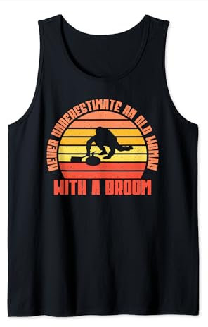 Unterschätzen Sie niemals eine alte Frau mit einem Besen Curling Tank Top