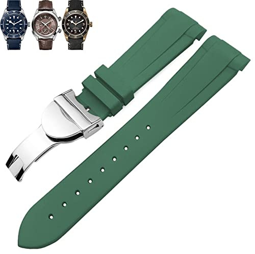 PURYN Naturkautschuk-Armband 20 mm 22 mm speziell für Tudor Black Bay 1958 39 mm 41 mm GMT Pelagos Pin/Faltschließe Gummiband, 20 mm, Kunststoff, Achat