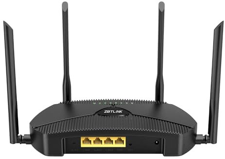 Zbtlink WiFi 6 Router AX3000 Dual-Band Mesh System 574Mbps+2400Mbps 1.3GHz Dual-Core Gigabit Ports Easy Setup for Home & Office