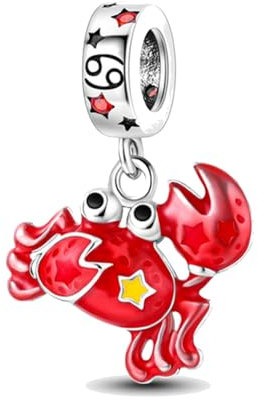 Streetculture Krebs Sternzeichen Horoskop Geburtstag Leuchtend - Bettelarmband Anhänger Schmuck Charm Zubehör 925 Silber Kette Sterlingsilber sammelband Geschenkidee