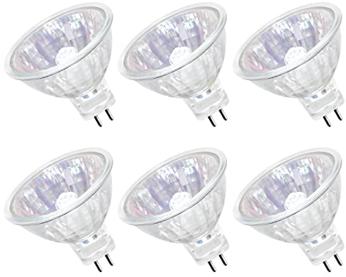 Comyan MR16 Lampadine alogene, MR16 20W GU5.3 Lampadine alogene Dimmerabili 12V Faretto alogeno Bianco caldo 2800K per illuminazione di paesaggi, Illuminazione di binari - Confezione da 6