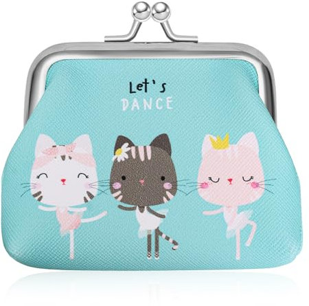 Acooruiteng Portable Coin Purse Durable Girls Purse Small Wallet with Kiss Lock PU Leather Coin Pouch Small Coin Purse for Women Girl Put Change,Keys,Headset,Lipstick,Key