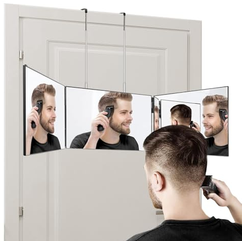 GOQELK 360 Grad Spiegel -Spiegel Haare Selbst Schneiden Faltbarer Rasierspiegel mit 5X Vergrößerungsspiegel, Verstellbarer Kosmetikspiegel für das Badezimmer- Perfekt für, Styling und mehr