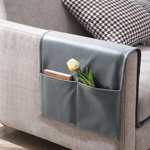 Whakano Sesselschoner Mit 2 Taschen,Armlehnenbezüge für Relaxsessel,Armlehnenschoner Wasserfest Sesselschoner,Sesselbezüge für Bürostühle,Zuhause Fernsehsessel,Sofa,Stuhl,50x110cm,Grau