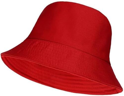 HAJRA® Unisex Cotton Bucket Hat, Summer Sun Hat Plain, Ideal for, Hunting,Hiking, Camping, Fishing, Holidays. Bucket Hat Design Fits All Men, Women 56-58cm (UK, Alpha, One Size, Red)