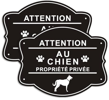 Panel de atención al perro propiedad privada 25 x 20 cm, cartel metálico reflectante de aluminio impermeable protección UV con agujeros pretaladrados (paquete de 2)