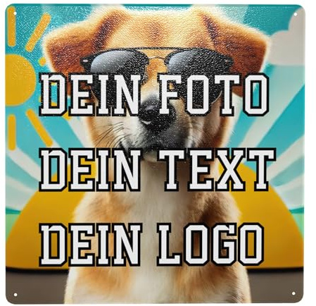 Eclatixor Personalisierbar mit eigenem Bild und Text Blech-Schild als Metall-Poster selbst gestalten Fotoblechschild Blech-Schild als Metall-Poster Wand-Türschilder Quadrat 30x30cm