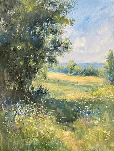 Bäume Malen Nach Zahlen Erwachsene, Gras Malen Nach Zahlen Kinder Klein 40x60cm, DIY Set Erwachsene Handgemalt Leinwand Ölgemälde, Acrylfarben mit 3 Set Pinseln, Zimmer Deko Aesthetic Geschenke -Y527