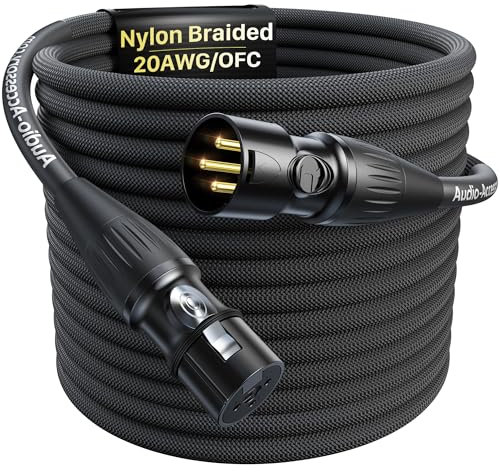 XLR Cables 25ft, 20 AWG, Professional Gold-Plated Rean Connectors from Neutrik, Kevlar-Reinforced Nylon Braided XLR Microphone Cable, Mic Cable, Durable Shielded and Balanced XLR Male to Female Cord