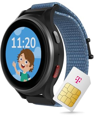 ANIO 6 Smartwatch für Kinder, GPS und Telefonfunktion, Dt. Hersteller, Datenschutz und -Telefonsupport, Lange AKKU-Laufzeit, SOS, Telekom SIM-Karte 30€ Amazon-Gutschein nach Registrierung (blau)