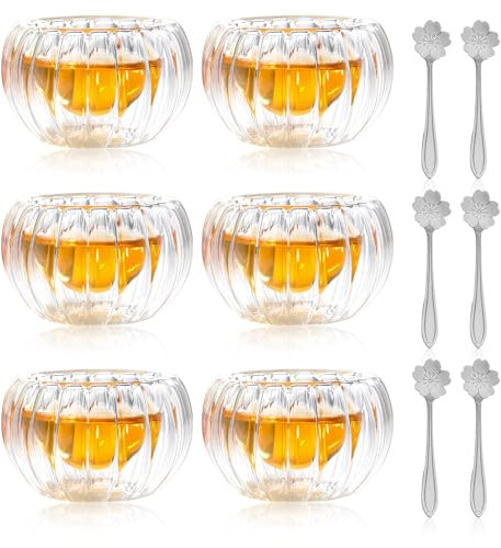 WANDGU Vasos de Espresso de Doble Pared: 6pcs Tazas de Vidrio de Borosilicato, Vasos Térmicos con Efecto Flotante para Té, Latte, Cappuccino (50ml)