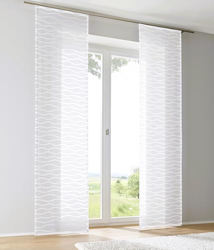 Kutti Schiebegardine Schiebevorhang Raumtrenner Enya weiß Ausbrenner mit Paneelwagen B 60 x H 175 cm (1 STK)