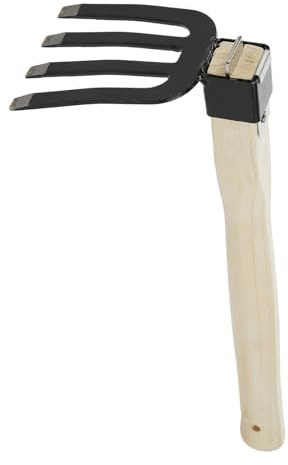 Brrnoo Zappa Piccola Manico Corto in Legno Naturale per Diserbo e Arieggiamento del Terreno – Strumento Artigianale da Giardino per Piante in Vaso e Spazi Ristretti, Modello D
