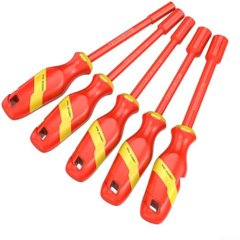 Hasaller Llaves de tubo aisladas, 1000 V, Llaves de tubo aisladas según VDE, llave de tubo aislada, tuercas de estrella, llave de vaso hexagonal, destornillador para vehículos híbridos eléctricos (7