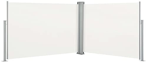Festnight Doppel Sichtschutz Garten 120x1000 cm Seitenmarkise Ausziehbar Sonnenschutz Doppelseitenmarkise Windschutz Terrasse Sichtschutz Doppelmarkise Balkon Seitenwand Außen Creme