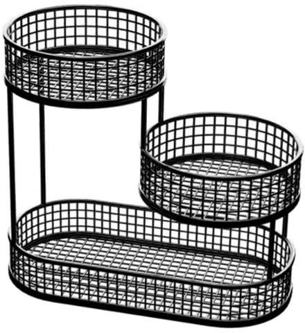 CGTQROVR Metal Fruit Bowl 3 Tier Wire Fruit Basket Heavy Duty & Smooth Easy Wash Minimalist Black Basket for Candies Biscuits Snacks