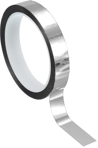 PATIKIL Cinta De Película De Poliéster Metalizada 15 mm x 50 Metros, Cinta Decorativa Metálica Plateada Brillante Cinta Adhesiva Espejo Pared Decorativa Arte Gráfico Molduras Paredes